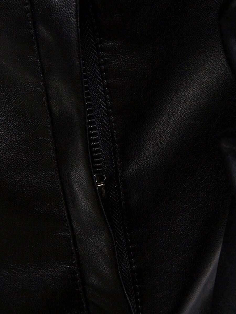 Men's Spring Autumn New Motorcycle Leather Jacket Outerwear,Fleece