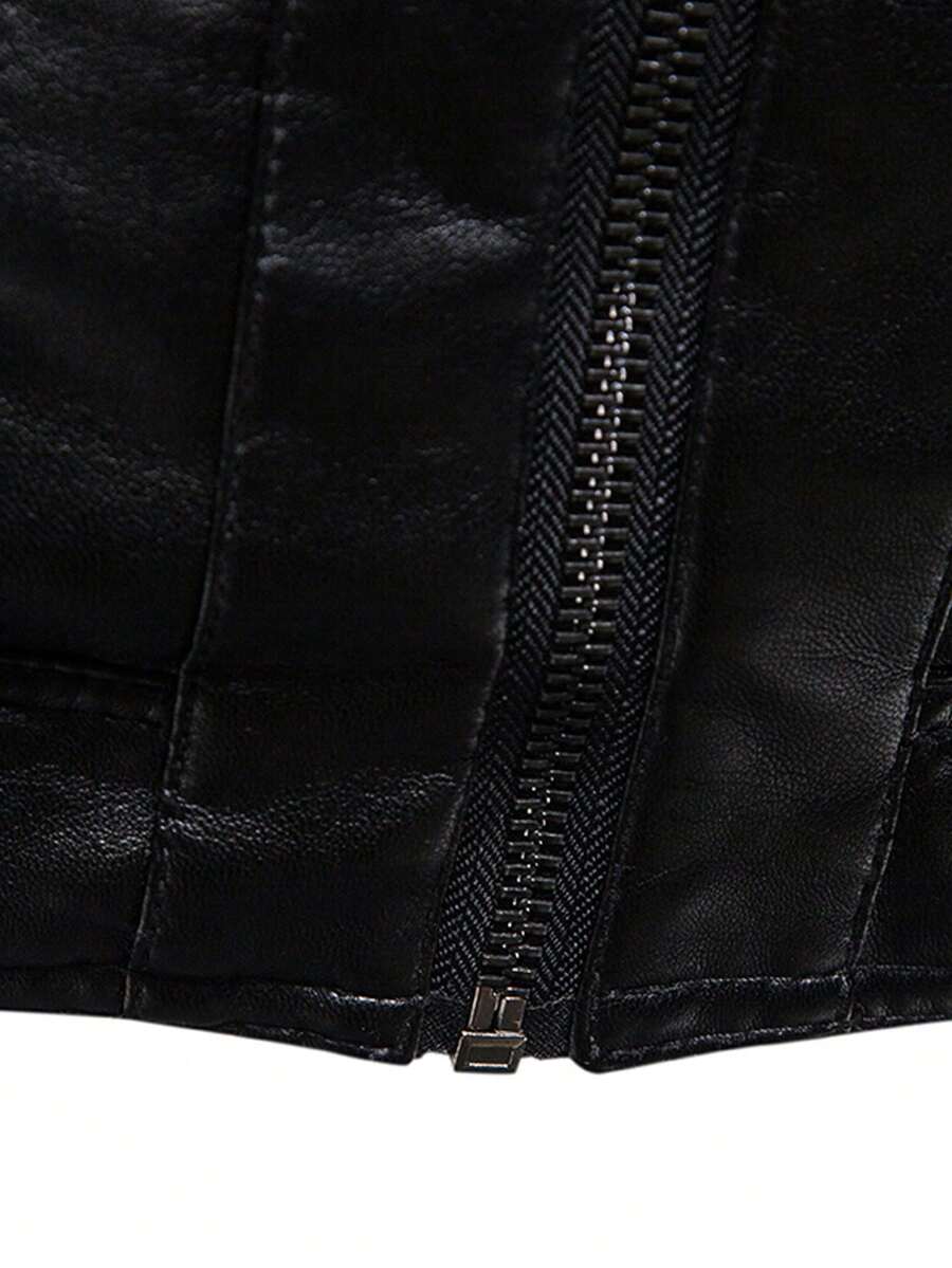 Men's Spring Autumn New Motorcycle Leather Jacket Outerwear,Fleece