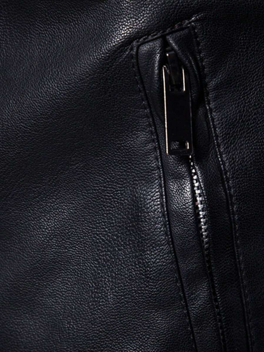 Men's Spring Autumn New Motorcycle Leather Jacket Outerwear,Fleece