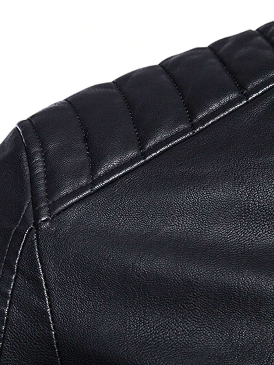 Men's Spring Autumn New Motorcycle Leather Jacket Outerwear,Fleece