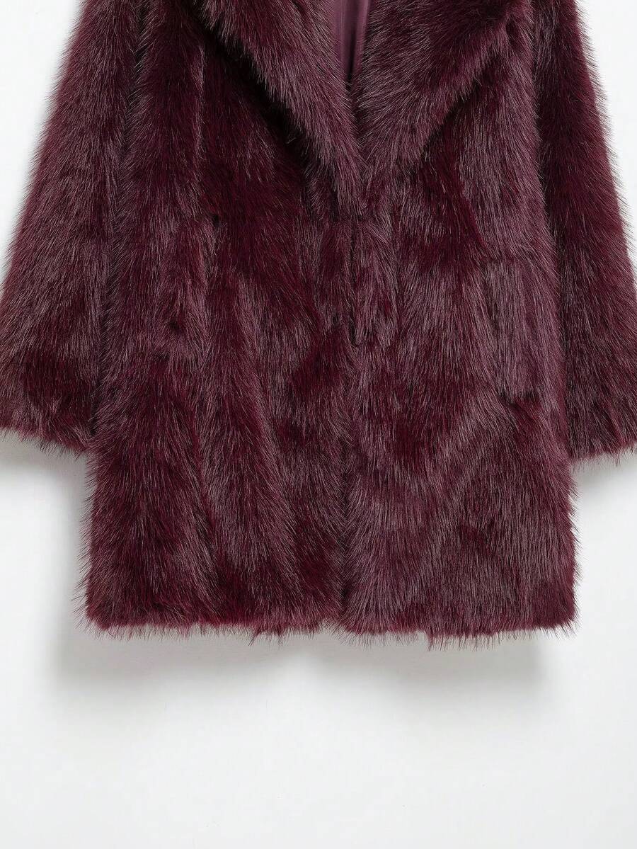 HH Women Vintage Solid Faux Fur Coat Loose Casual Long Sleeve Lapel Jacket Winter Thick Warm Outerwear Oversize Style