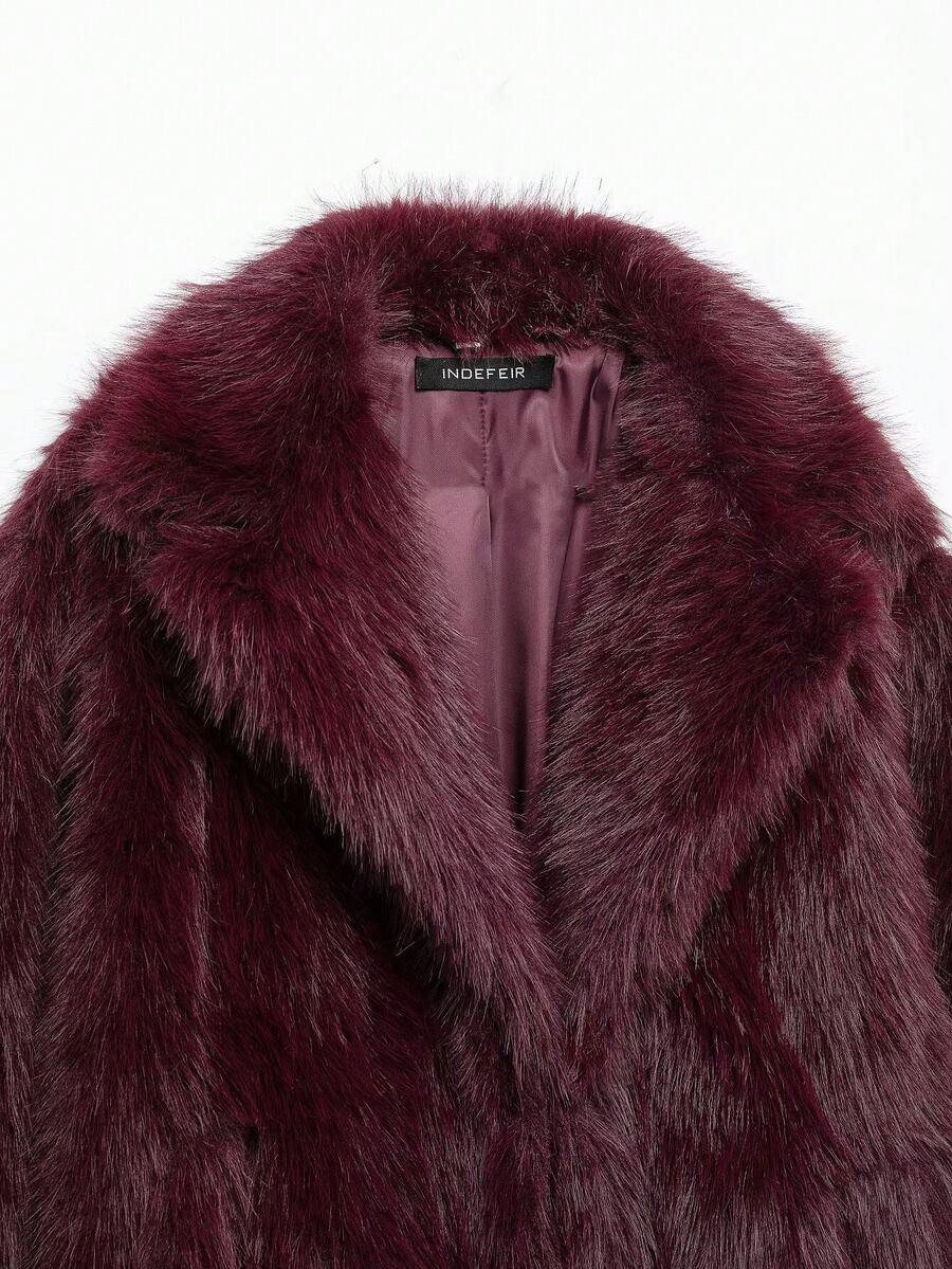 HH Women Vintage Solid Faux Fur Coat Loose Casual Long Sleeve Lapel Jacket Winter Thick Warm Outerwear Oversize Style