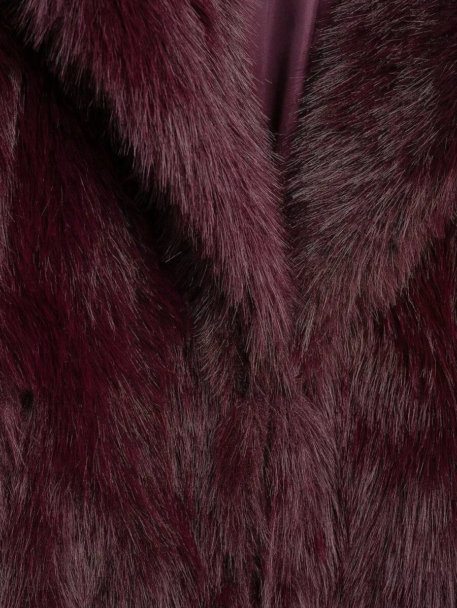HH Women Vintage Solid Faux Fur Coat Loose Casual Long Sleeve Lapel Jacket Winter Thick Warm Outerwear Oversize Style