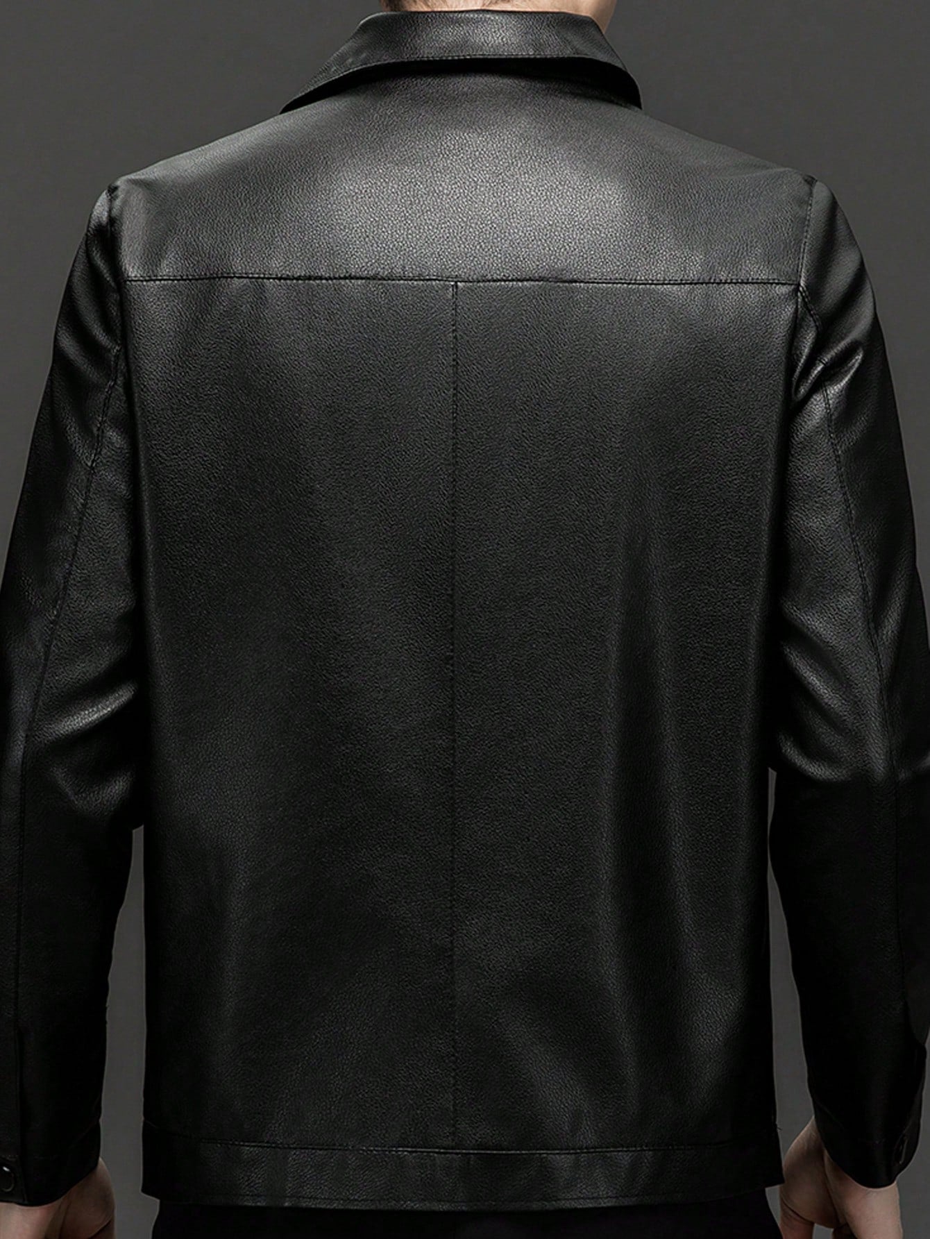 Men's Single Leather Jacket, Casual Outdoor Spring/Autumn Motorcycle Leather Coat,Fleece