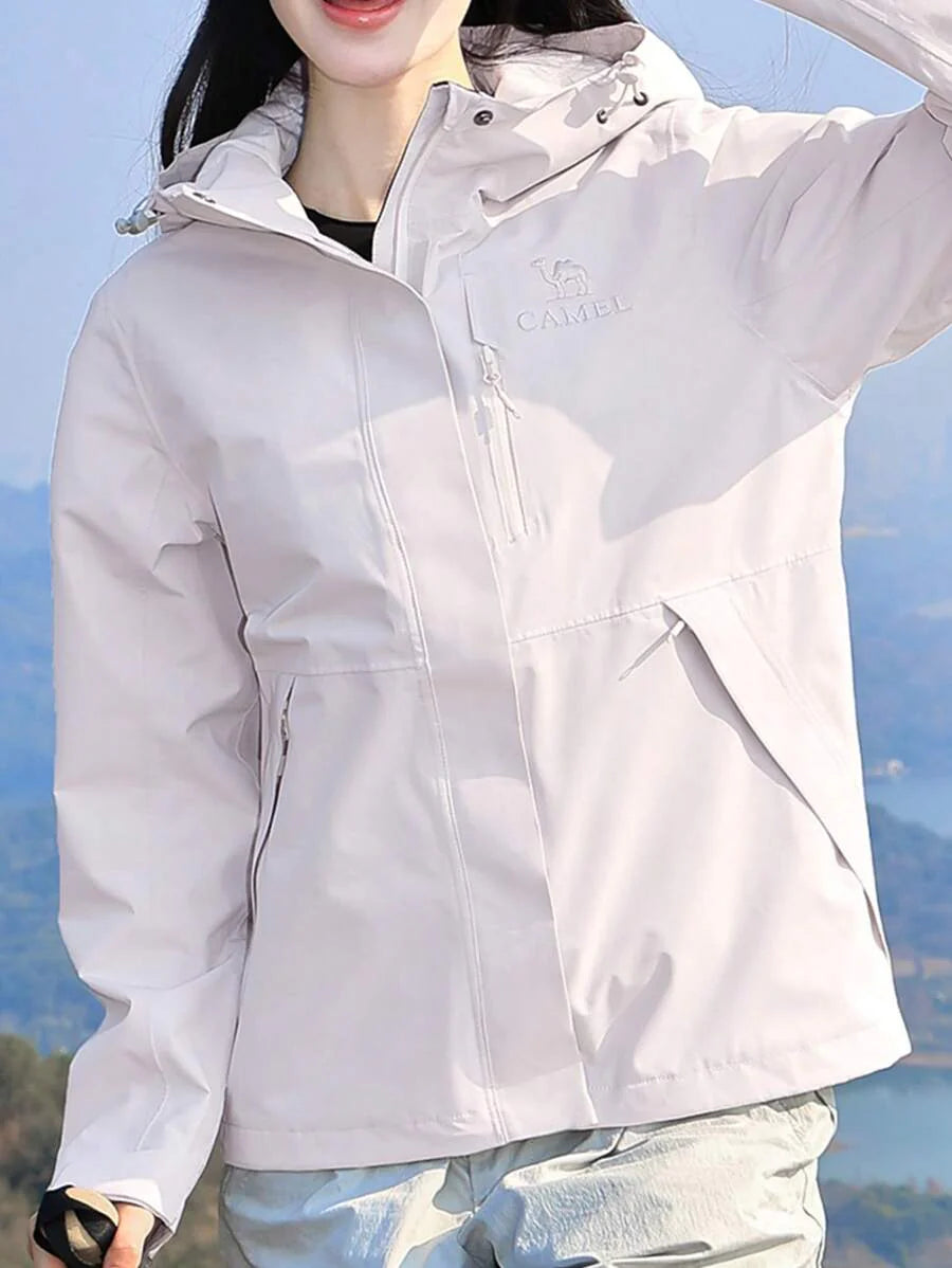 CAMEL CROWN Women's Single-Layer Jacket, Spring And Summer Single-Layer Hard Shell Jacket, Outdoor Windproof And Waterproof Hooded Climbing Jacket