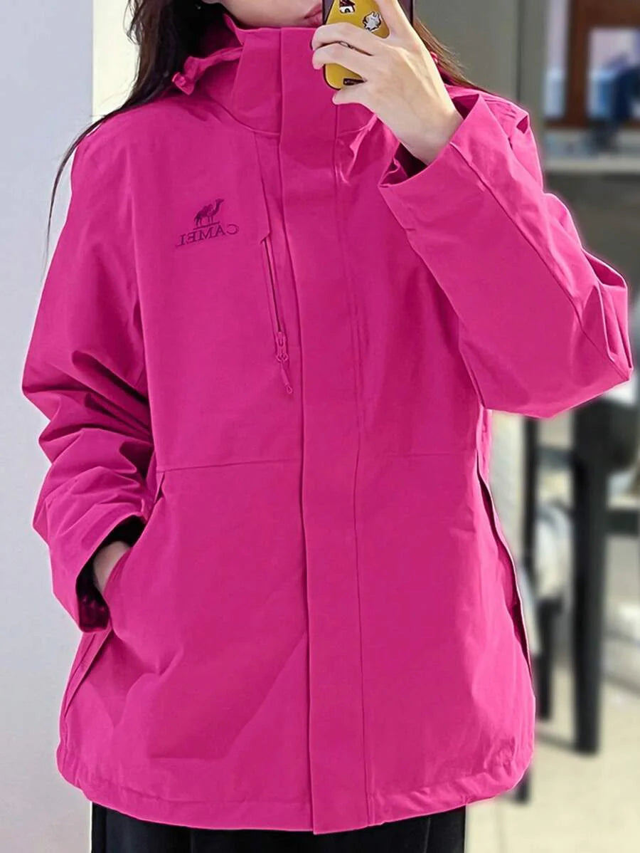 CAMEL CROWN Women's Single-Layer Jacket, Spring And Summer Single-Layer Hard Shell Jacket, Outdoor Windproof And Waterproof Hooded Climbing Jacket