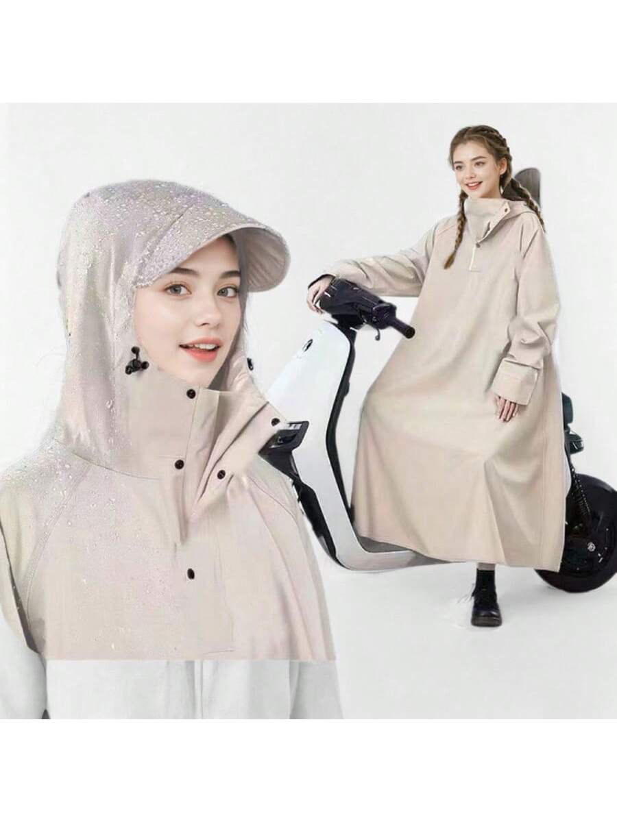 1pc Unisex Thicker High-Quality Raincoat With Hood, Drawstring Adjustable, Suitable For Motorcycle/Bicycle Riding, Outdoor Use