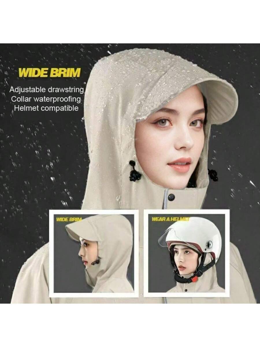 1pc Unisex Thicker High-Quality Raincoat With Hood, Drawstring Adjustable, Suitable For Motorcycle/Bicycle Riding, Outdoor Use