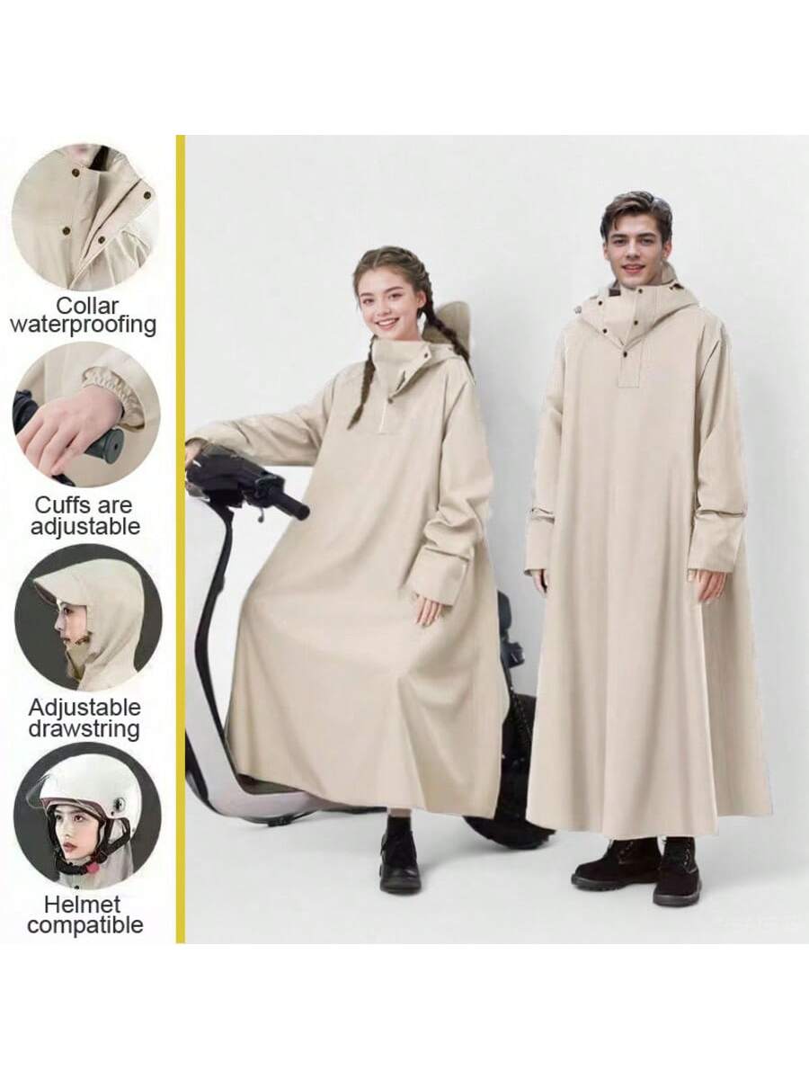 1pc Unisex Thicker High-Quality Raincoat With Hood, Drawstring Adjustable, Suitable For Motorcycle/Bicycle Riding, Outdoor Use