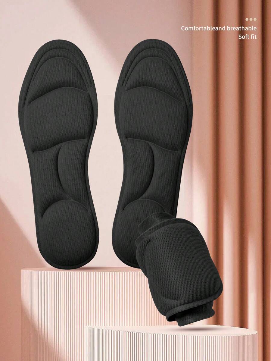 2 Pairs 5D Memory Foam Shoe Insoles, Comfortable High Resilience Thick Insoles With Arch Support For Running