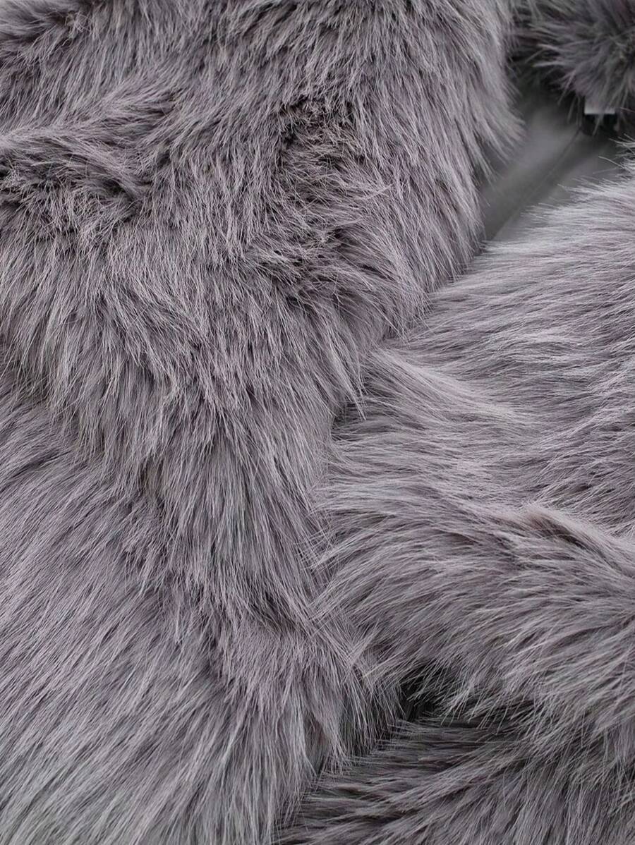 HH Faux Fur Jacket For Women Elegant Solid Lapel Long Sleeve Coat Casual Loose Female Winter Oversize Lady Chic Streetwear Jakcets
