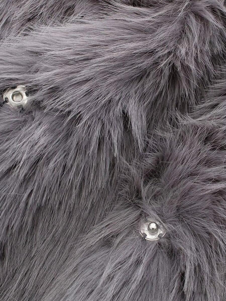 HH Faux Fur Jacket For Women Elegant Solid Lapel Long Sleeve Coat Casual Loose Female Winter Oversize Lady Chic Streetwear Jakcets