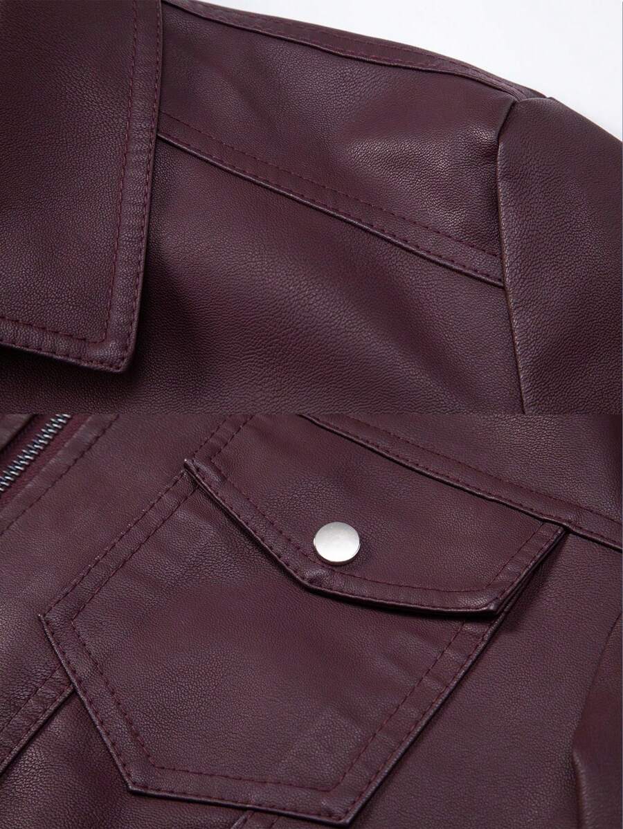 Real Men's Leather Jacket Distressed Vintage Lapel Men's Leather Jacket Slim Fit Short Men's Leather Jacket,Fleece