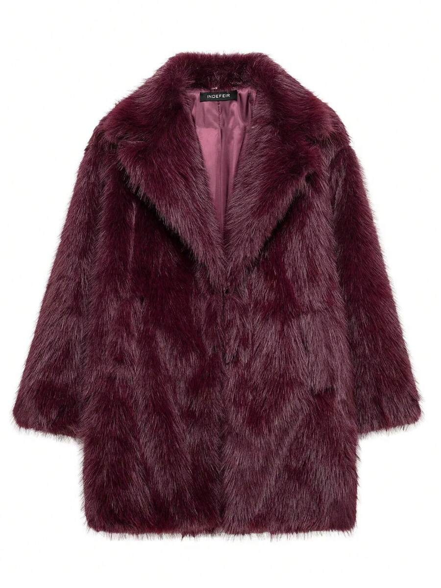 HH Women Vintage Solid Faux Fur Coat Loose Casual Long Sleeve Lapel Jacket Winter Thick Warm Outerwear Oversize Style