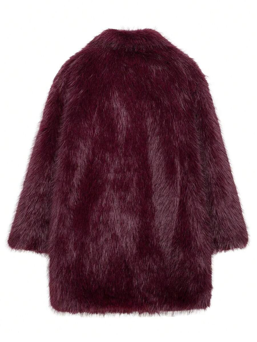 HH Women Vintage Solid Faux Fur Coat Loose Casual Long Sleeve Lapel Jacket Winter Thick Warm Outerwear Oversize Style