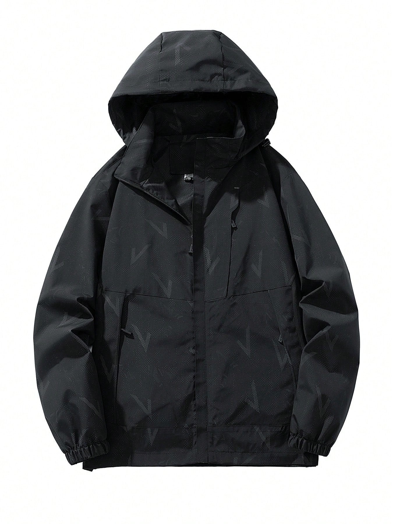 Men's Spring Autumn Waterproof Hooded Windbreaker Jacket, Outdoor Sports Detachable Raincoat, High Quality Full Logo Print