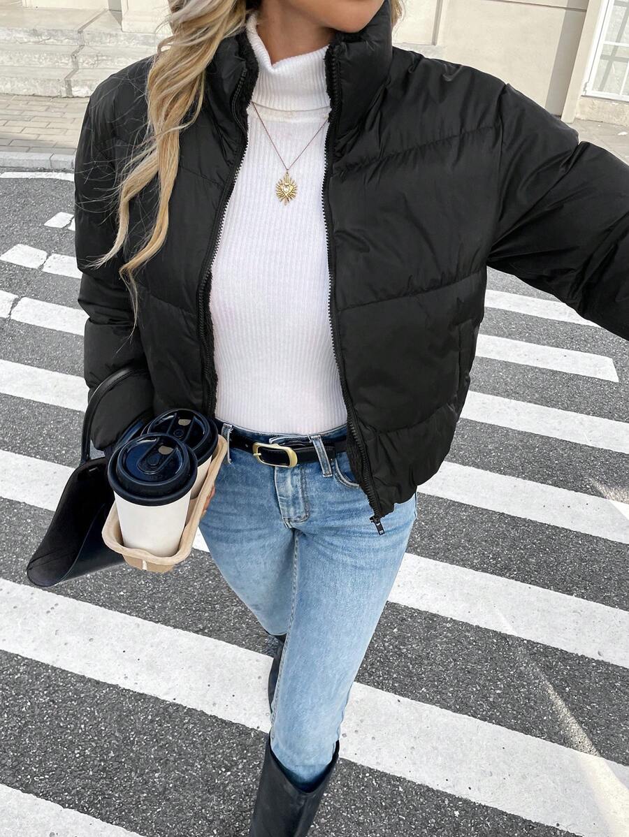 Siren Gaze Women's Casual Stand Collar Thermal Lined Jacket, Versatile For Winter,Fall Brown