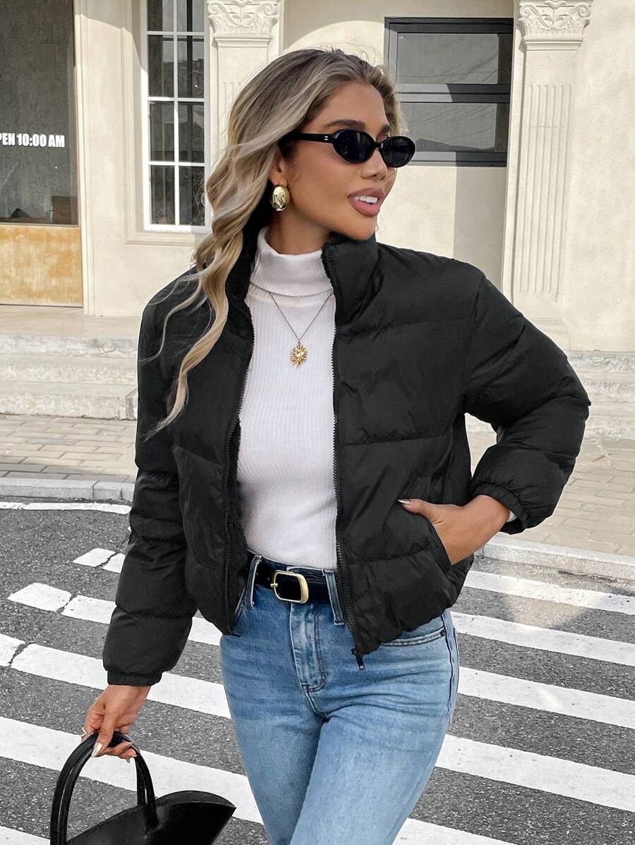 Siren Gaze Women's Casual Stand Collar Thermal Lined Jacket, Versatile For Winter,Fall Brown
