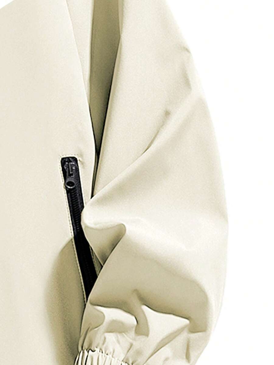 Men's Hooded Jacket With Pockets, Printed Outerwear For Spring And Autumn