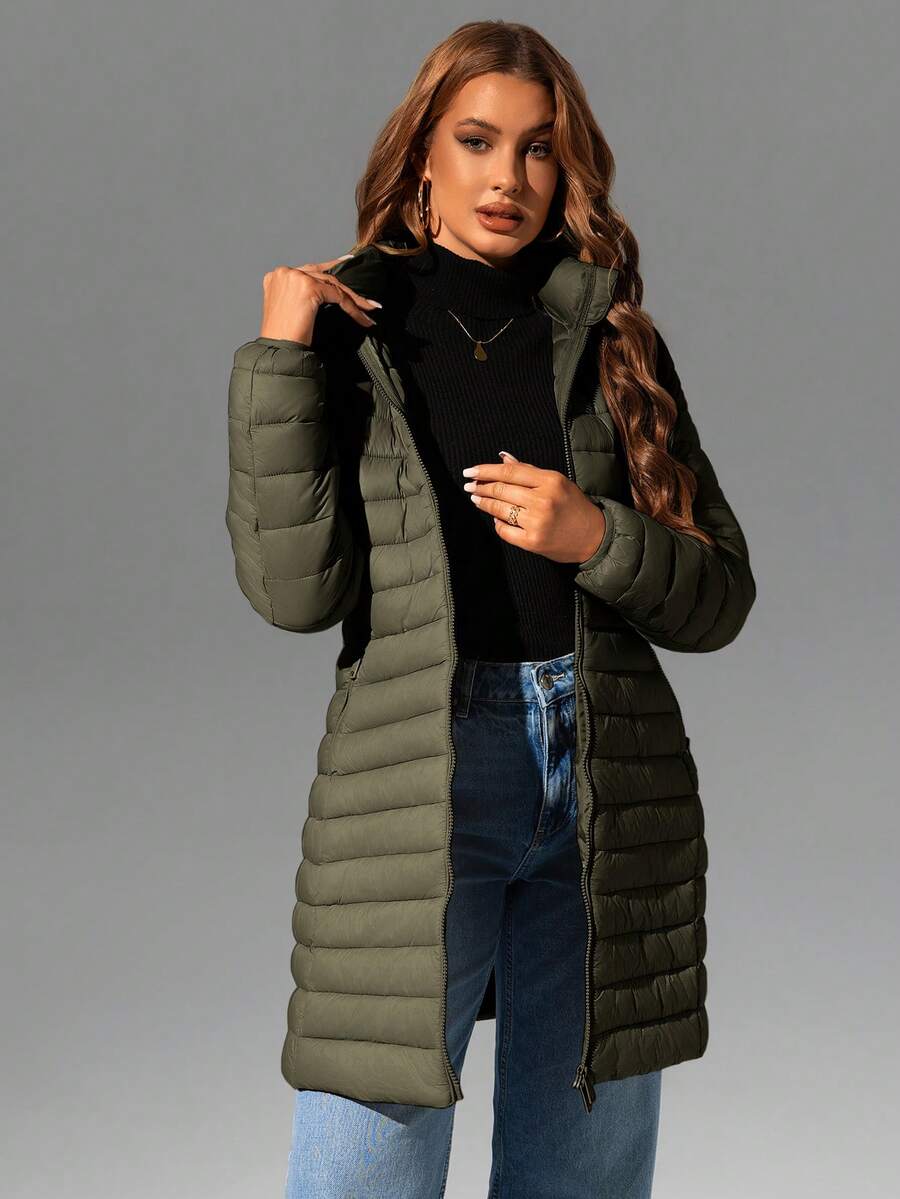 Risissida Women's Casual Hooded Windbreaker With Pockets, Padded Jacket Is Lightweight And Suitable For Everyday Wear