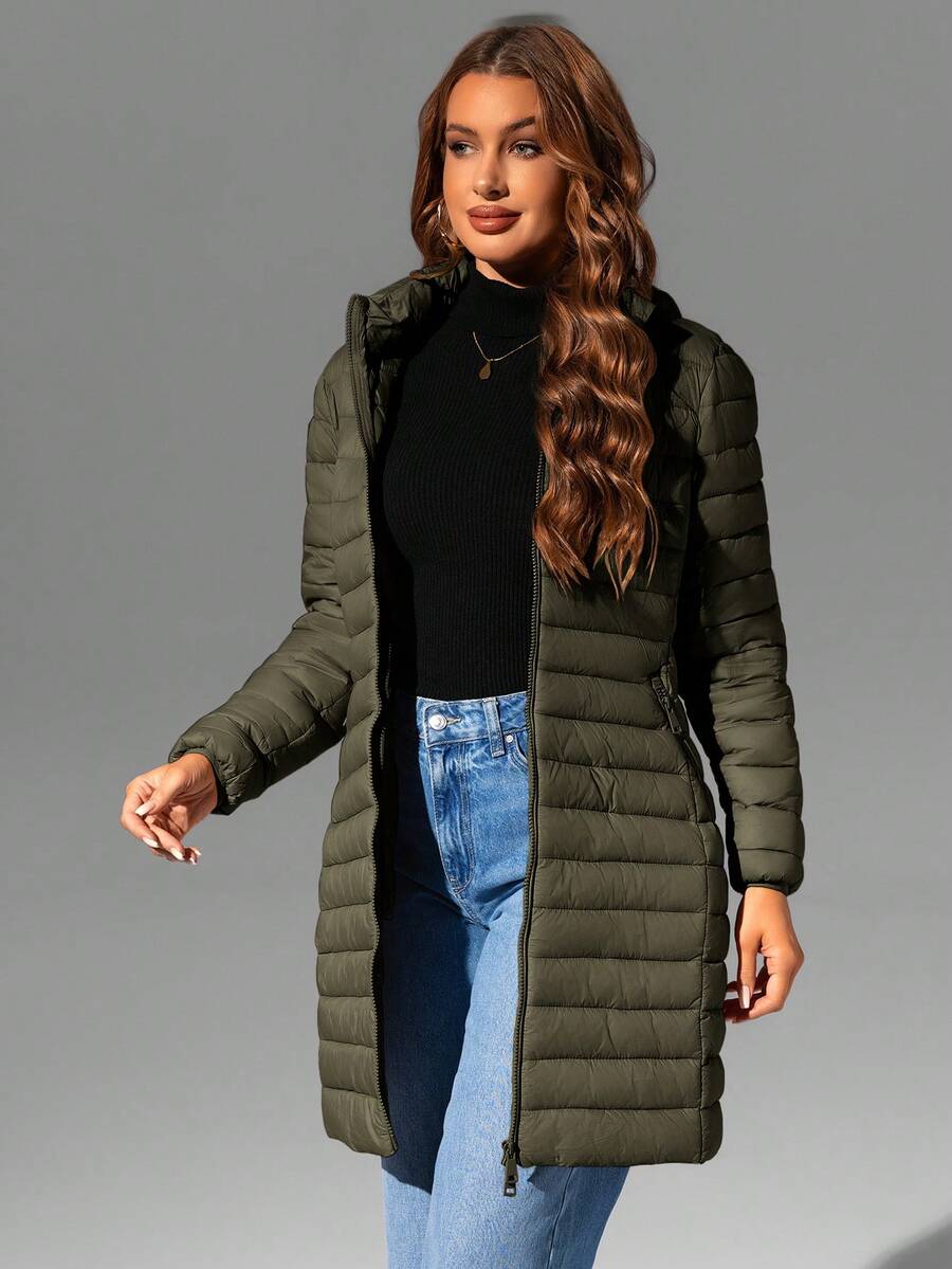 Risissida Women's Casual Hooded Windbreaker With Pockets, Padded Jacket Is Lightweight And Suitable For Everyday Wear