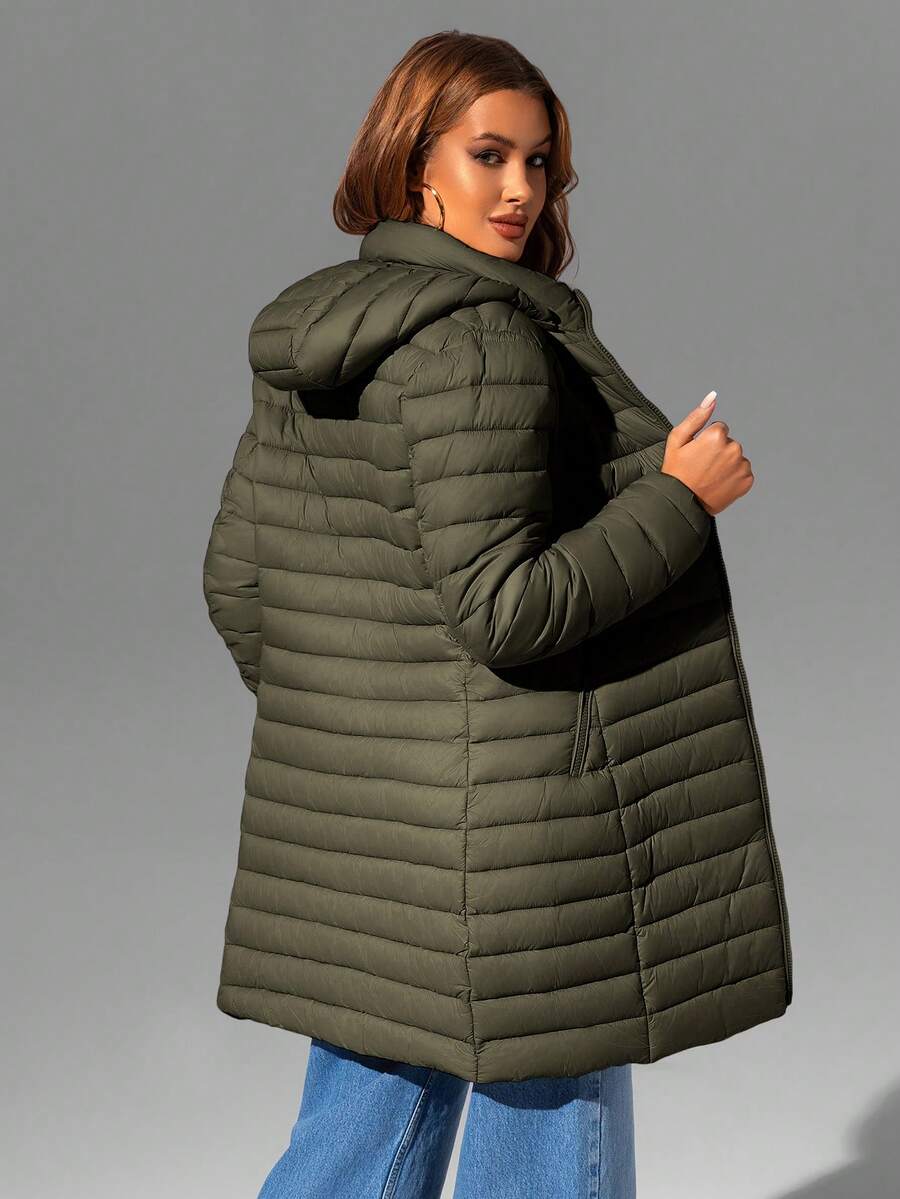 Risissida Women's Casual Hooded Windbreaker With Pockets, Padded Jacket Is Lightweight And Suitable For Everyday Wear