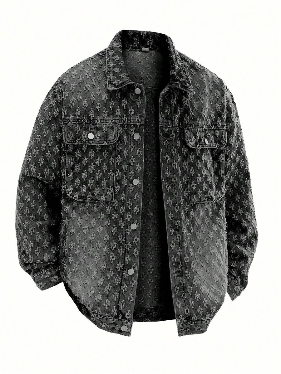 Retro Street Fashion American Style Men's Denim Floral Print Jacket, Niche, Fall