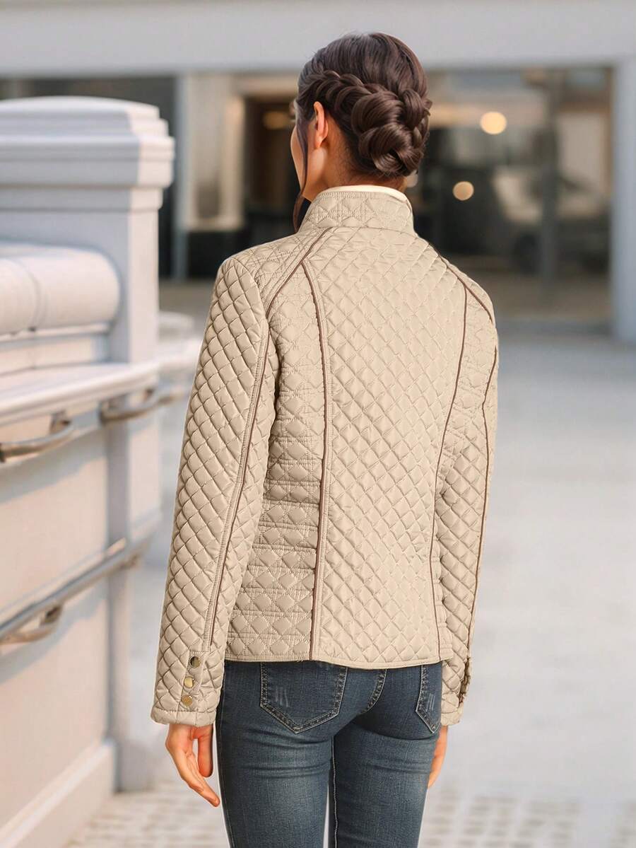 Giolshon Women's Streetwear Casual Hooded Padded Jacket With Pockets, Lightweight Quilted Padded Coat For Spring/Fall/Winter Daily Wear