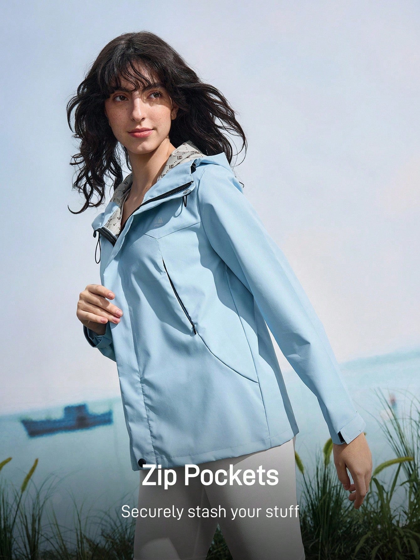In My Nature Women's Drawstring Hooded Long Sleeve Casual Outdoor Jacket