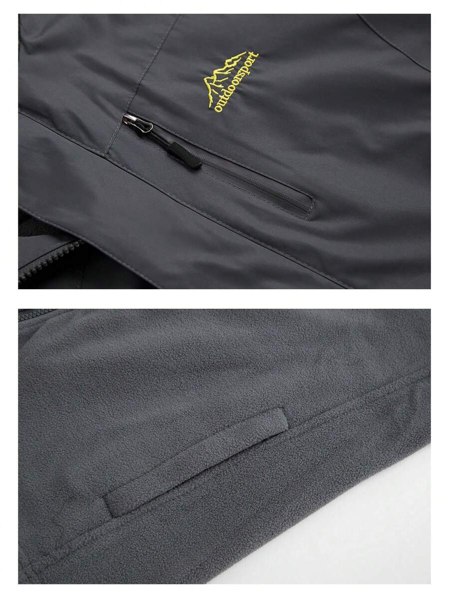 Unisex Outdoor Softshell Jacket, 3-In-1 Detachable Fleece Lining, Windproof Waterproof, Suitable For Autumn/Winter