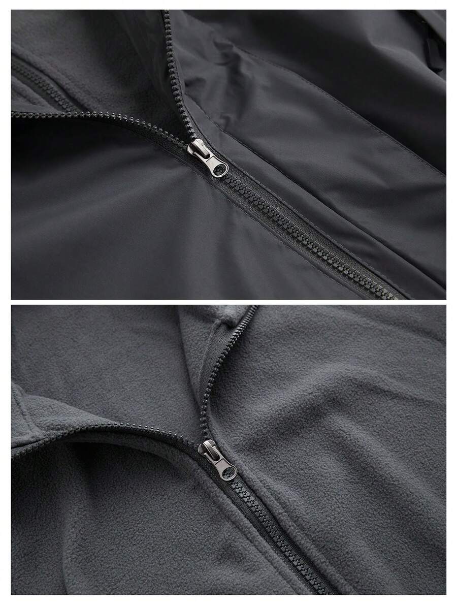 Unisex Outdoor Softshell Jacket, 3-In-1 Detachable Fleece Lining, Windproof Waterproof, Suitable For Autumn/Winter