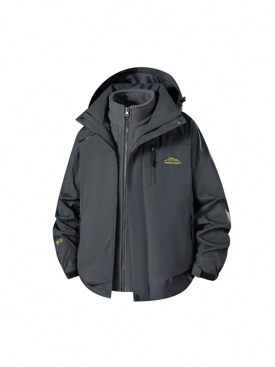 Unisex Outdoor Softshell Jacket, 3-In-1 Detachable Fleece Lining, Windproof Waterproof, Suitable For Autumn/Winter