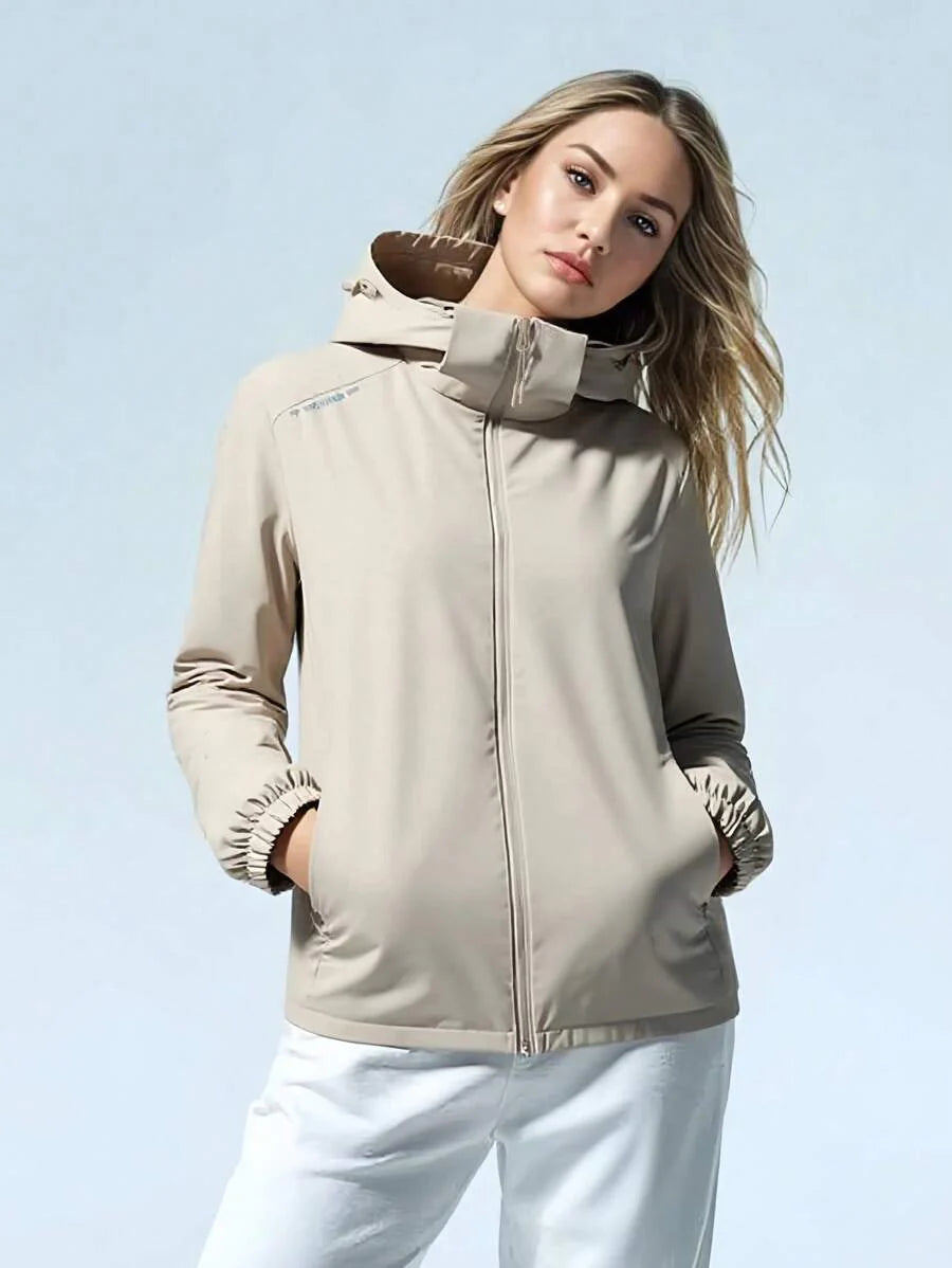 Winbreaker Jacket Thermal Lined Softshell Coat Hooded Waterproof Windproof Lightweight Insulated Hiking Camping, Fleece