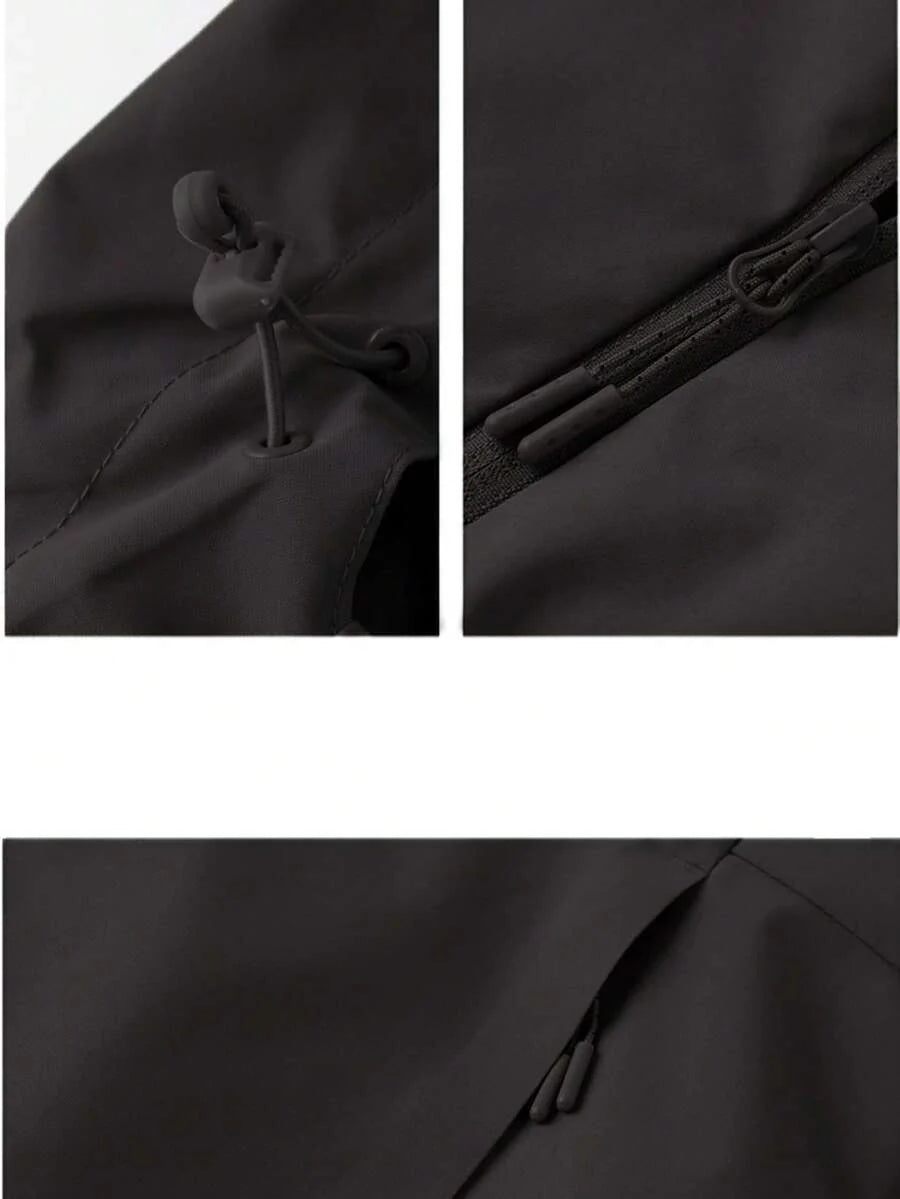Winbreaker Jacket Thermal Lined Softshell Coat Hooded Waterproof Windproof Lightweight Insulated Hiking Camping, Fleece