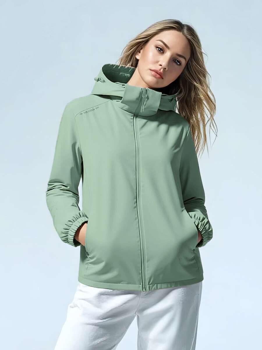 Winbreaker Jacket Thermal Lined Softshell Coat Hooded Waterproof Windproof Lightweight Insulated Hiking Camping, Fleece