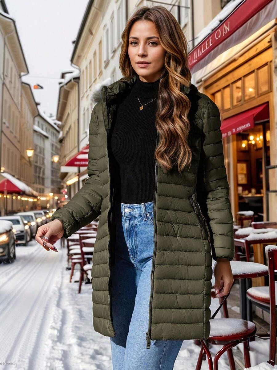 Risissida Women's Casual Hooded Windbreaker With Pockets, Padded Jacket Is Lightweight And Suitable For Everyday Wear