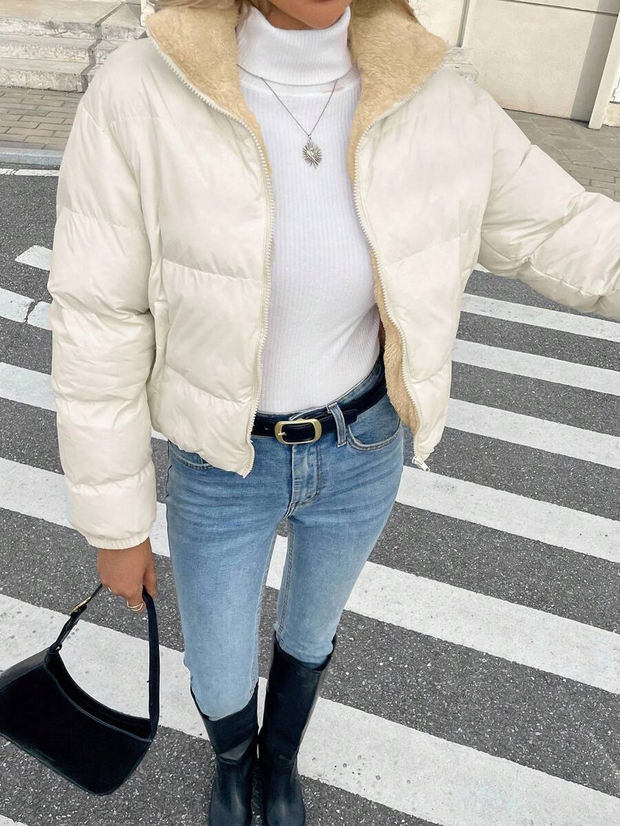 Siren Gaze Women's Casual Stand Collar Thermal Lined Jacket, Versatile For Winter,Fall Brown