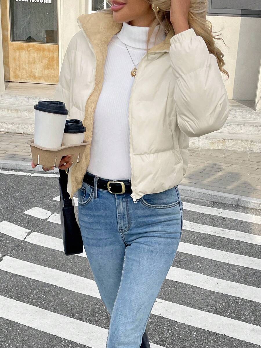 Siren Gaze Women's Casual Stand Collar Thermal Lined Jacket, Versatile For Winter,Fall Brown