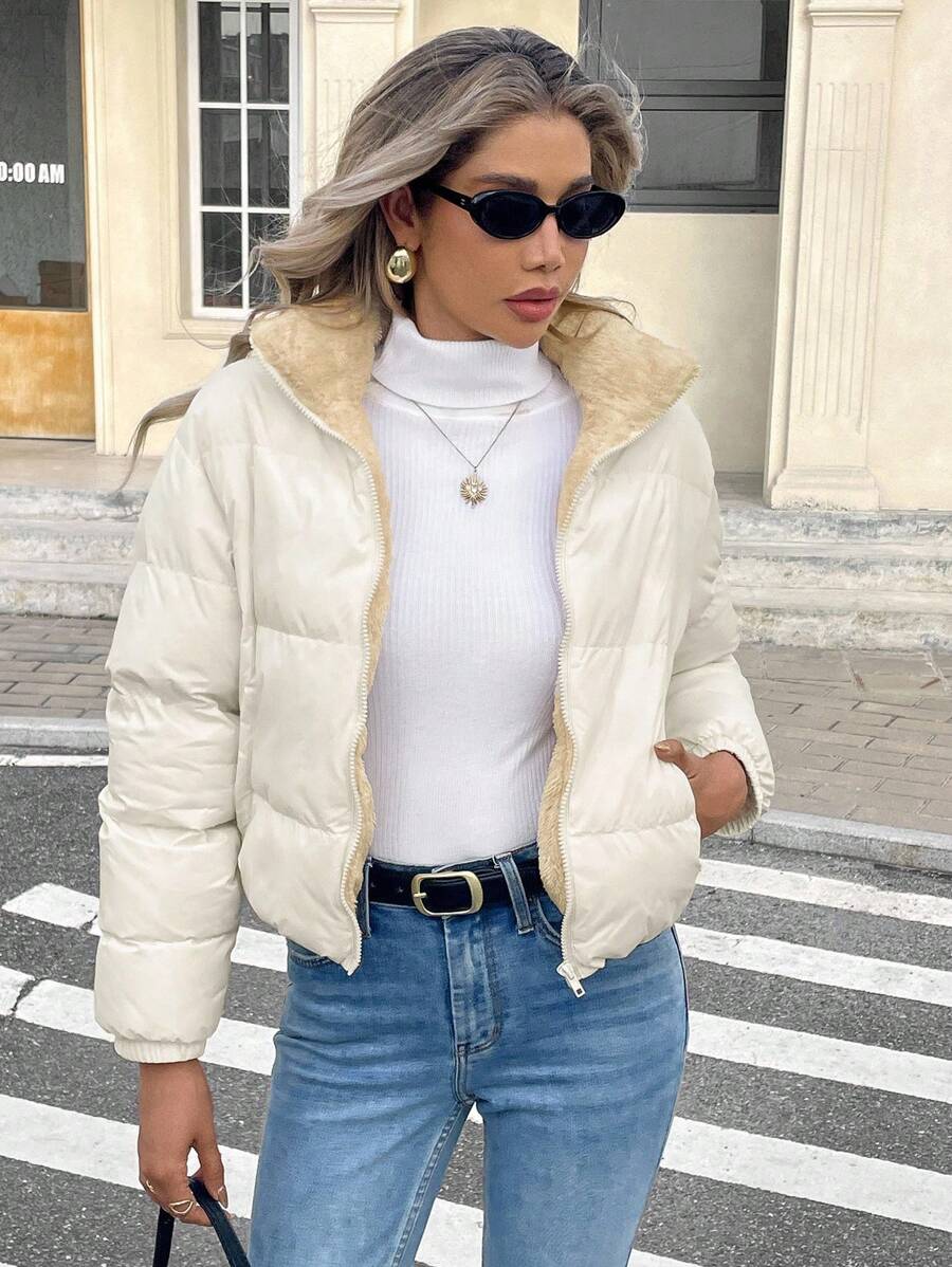 Siren Gaze Women's Casual Stand Collar Thermal Lined Jacket, Versatile For Winter,Fall Brown