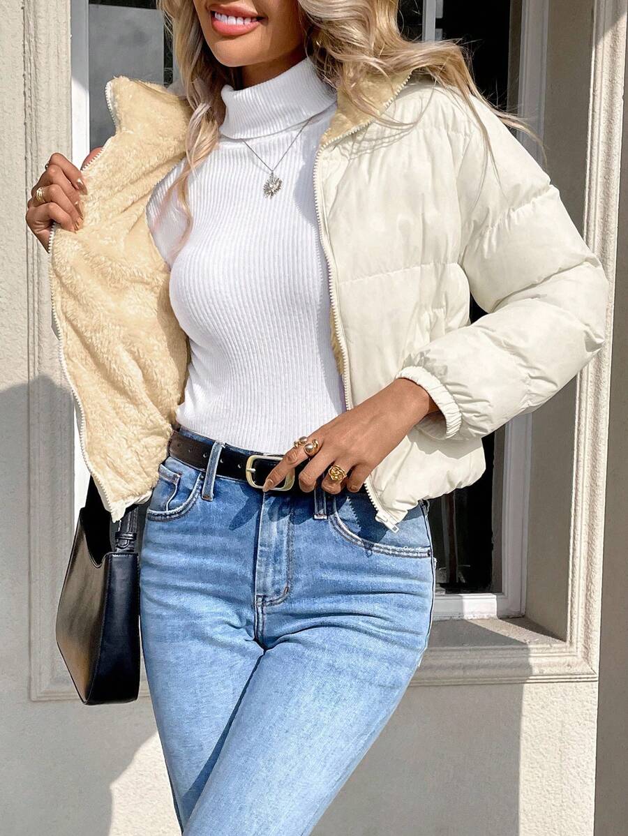 Siren Gaze Women's Casual Stand Collar Thermal Lined Jacket, Versatile For Winter,Fall Brown