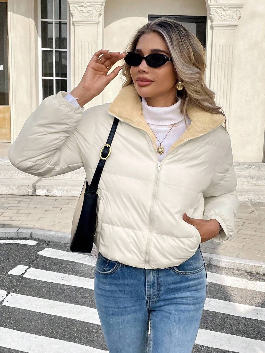 Siren Gaze Women's Casual Stand Collar Thermal Lined Jacket, Versatile For Winter,Fall Brown