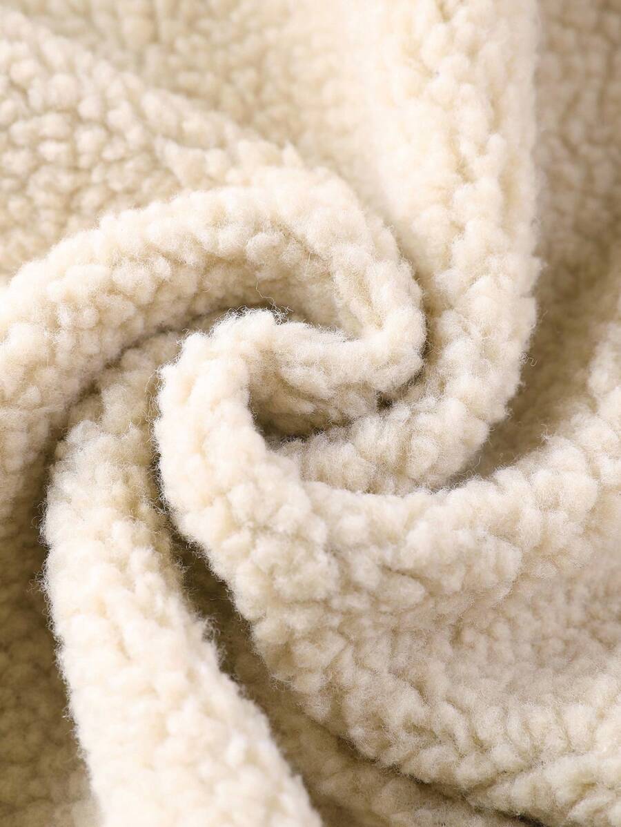 Manfinity Homme Men's Sherpa Fleece Jacket, Faux Suede Fur Collar, For Fall Winter