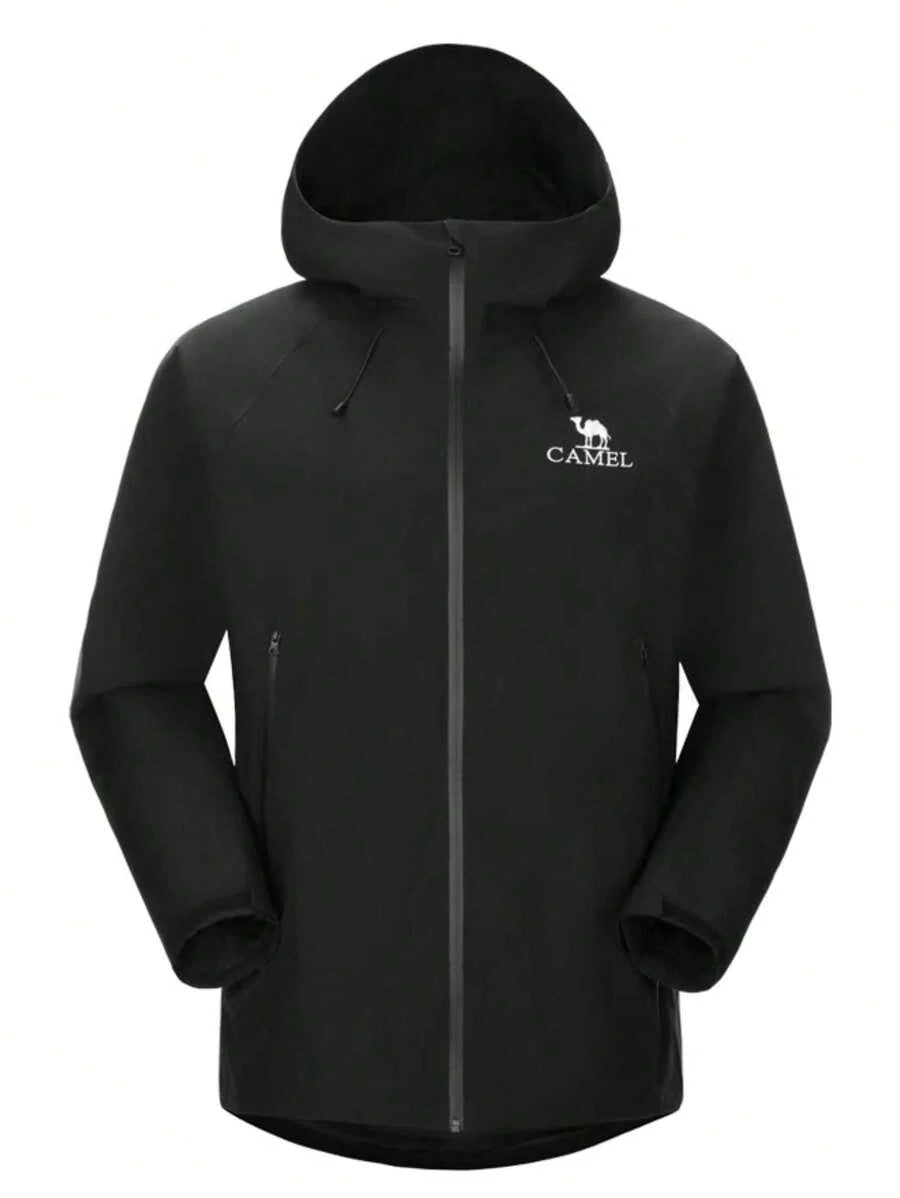 CAMEL CROWN Men's Hooded Softshell Jacket Waterproof Men Rain Jacket Lightweight Insulated Windbreaker