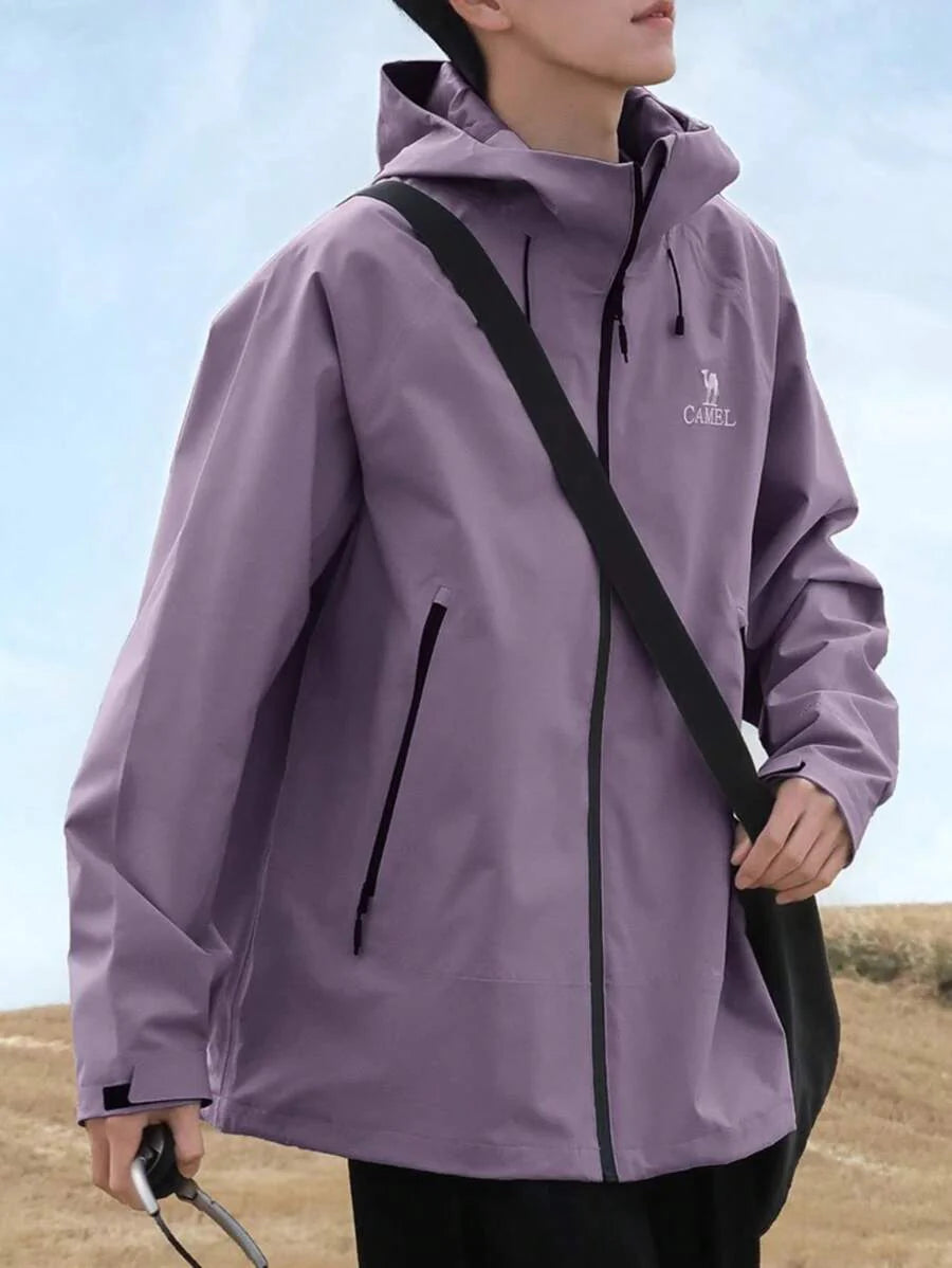 CAMEL CROWN Men's Hooded Softshell Jacket Waterproof Men Rain Jacket Lightweight Insulated Windbreaker
