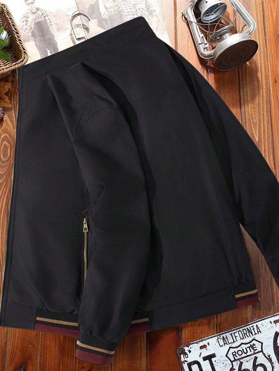 Manfinity Homme 2-In-1 Men's Casual Long Sleeve Reversible Casual Outdoor Windbreaker Jacket, Lightweight Summer Bomber Jacket, Fall