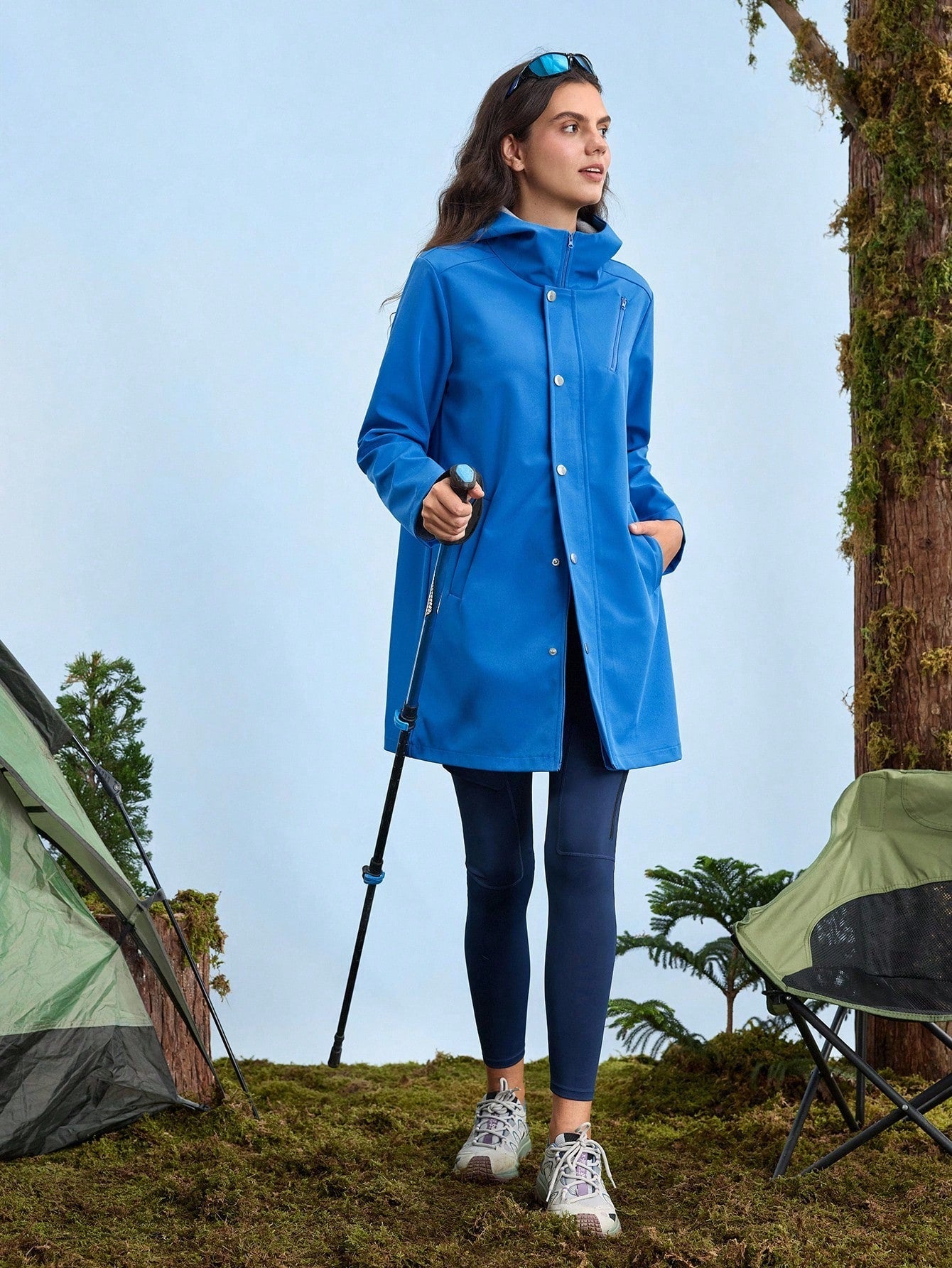 In My Nature Women Outdoor Sports Casual Waterproof Button Hooded Windbreaker Hiking Jacket