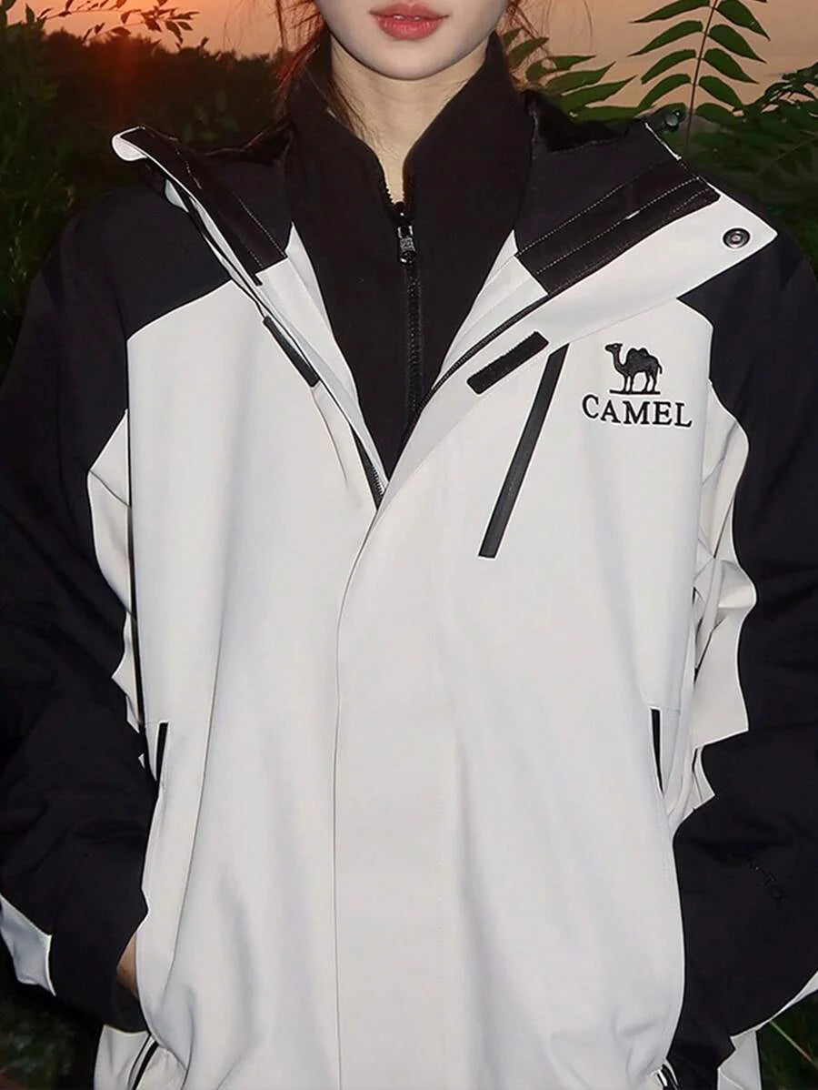 CAMEL CROWN Heavy Rain Level Detachable Hooded Parka Warm Winter Coat Unisex Outdoor Ski Wear