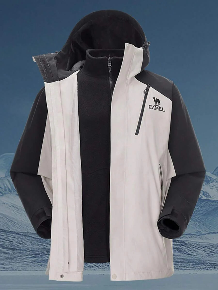 CAMEL CROWN Heavy Rain Level Detachable Hooded Parka Warm Winter Coat Unisex Outdoor Ski Wear