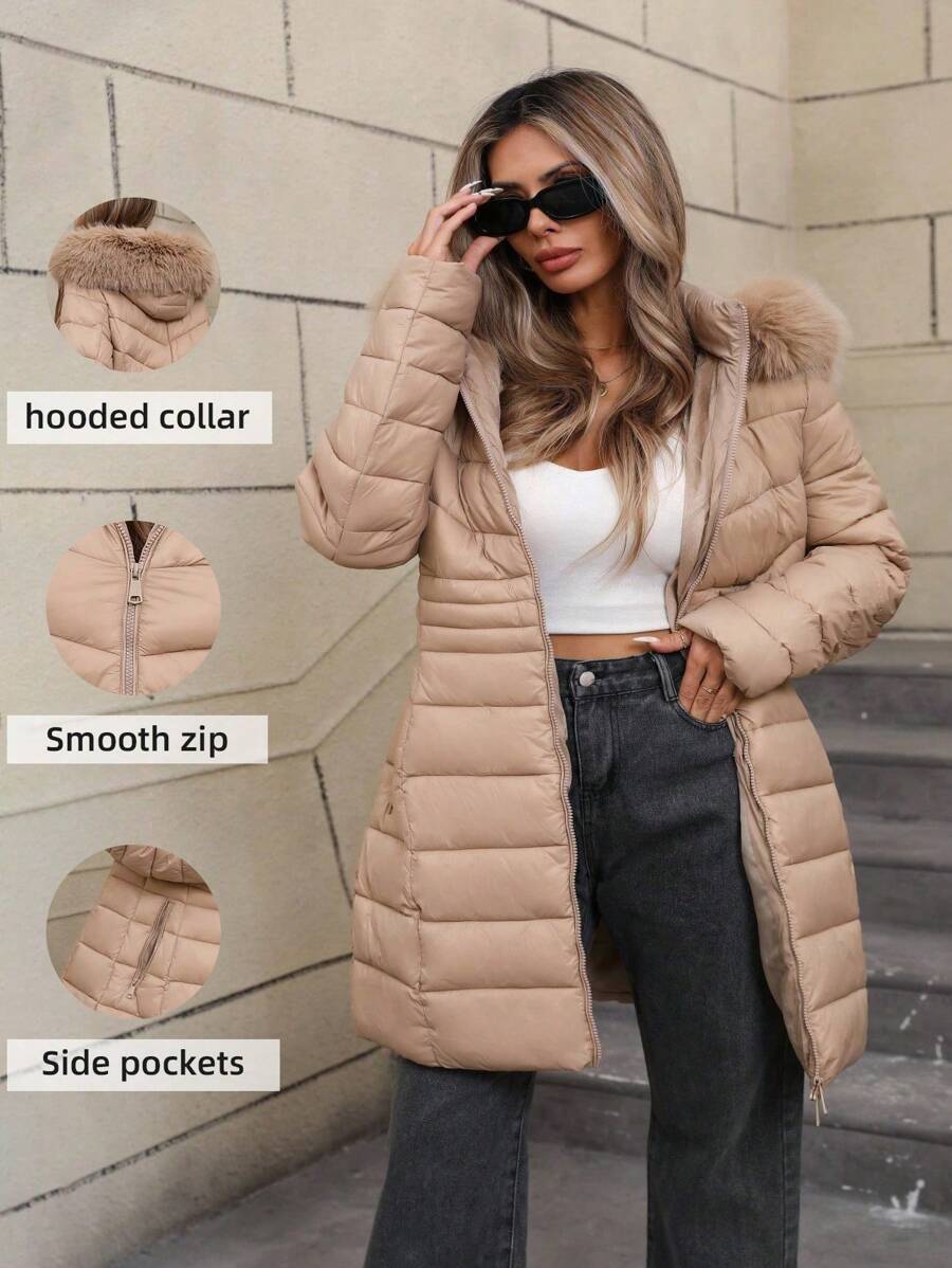 Women's Casual Hooded Regular Jacket With Pockets, Lightweight Cotton Jacket For Daily Wear