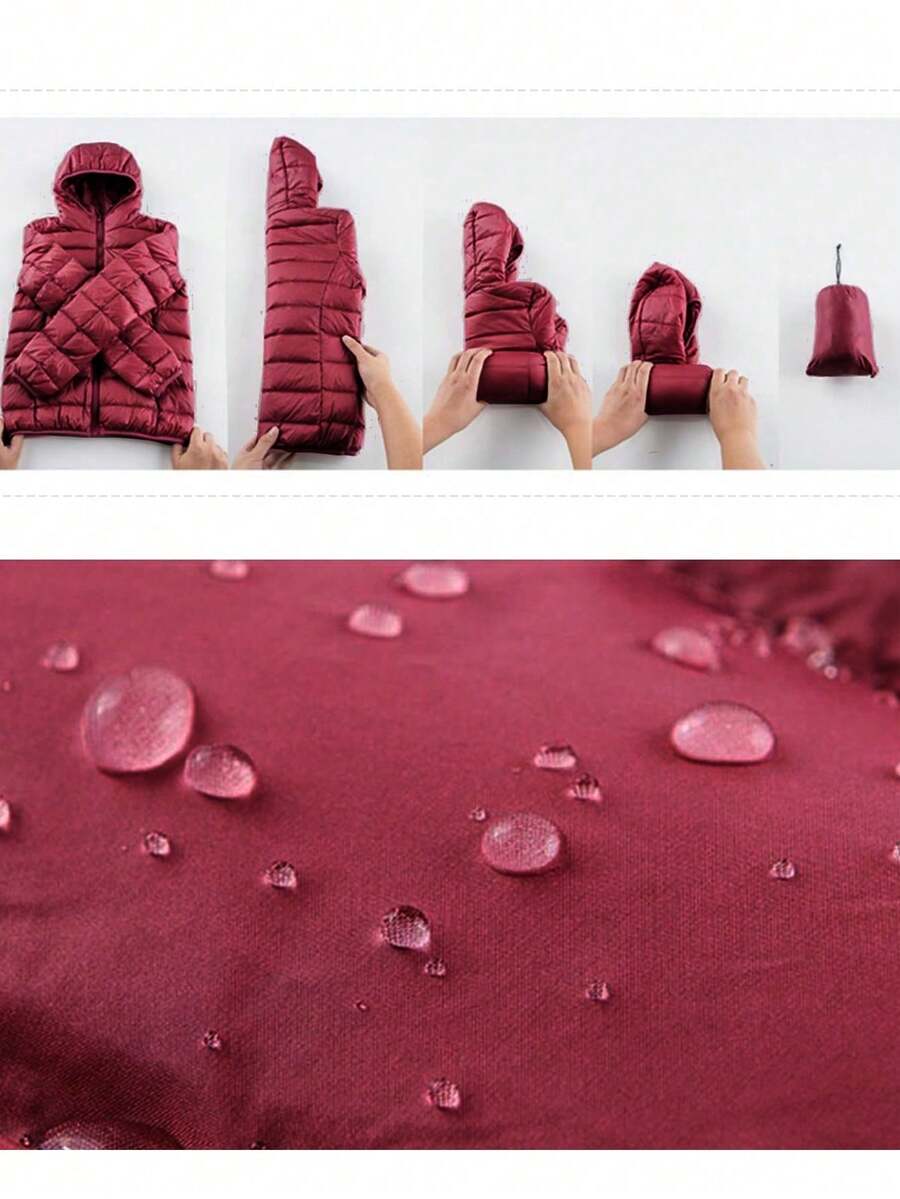 ZIAI Women Long Sleeve Hooded Down Coat Regular Length Warm Filled Jacket With Pockets And Zipper